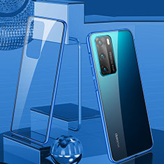 Handyhülle Hülle Luxus Aluminium Metall Rahmen Spiegel 360 Grad Ganzkörper Tasche T03 für Huawei P40 Blau