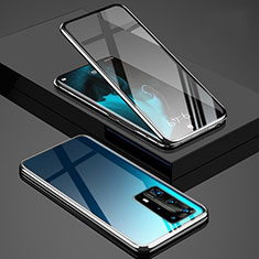 Handyhülle Hülle Luxus Aluminium Metall Rahmen Spiegel 360 Grad Ganzkörper Tasche T03 für Huawei P40 Pro+ Plus Silber