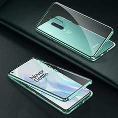 Handyhülle Hülle Luxus Aluminium Metall Rahmen Spiegel 360 Grad Ganzkörper Tasche T03 für OnePlus 8 Grün