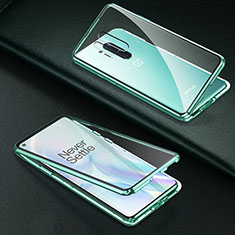 Handyhülle Hülle Luxus Aluminium Metall Rahmen Spiegel 360 Grad Ganzkörper Tasche T03 für OnePlus 8 Pro Grün