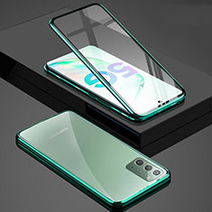 Handyhülle Hülle Luxus Aluminium Metall Rahmen Spiegel 360 Grad Ganzkörper Tasche T03 für Samsung Galaxy Note 20 5G Grün