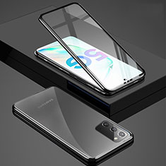 Handyhülle Hülle Luxus Aluminium Metall Rahmen Spiegel 360 Grad Ganzkörper Tasche T03 für Samsung Galaxy Note 20 5G Schwarz
