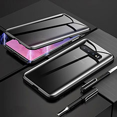 Handyhülle Hülle Luxus Aluminium Metall Rahmen Spiegel 360 Grad Ganzkörper Tasche T03 für Samsung Galaxy S10 Plus Schwarz