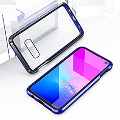 Handyhülle Hülle Luxus Aluminium Metall Rahmen Spiegel 360 Grad Ganzkörper Tasche T03 für Samsung Galaxy S10e Blau