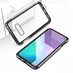 Handyhülle Hülle Luxus Aluminium Metall Rahmen Spiegel 360 Grad Ganzkörper Tasche T03 für Samsung Galaxy S10e Schwarz