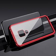 Handyhülle Hülle Luxus Aluminium Metall Rahmen Spiegel 360 Grad Ganzkörper Tasche T04 für Huawei Mate 20 X 5G Rot