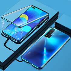Handyhülle Hülle Luxus Aluminium Metall Rahmen Spiegel 360 Grad Ganzkörper Tasche T04 für Huawei Nova 6 5G Blau
