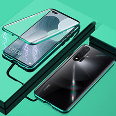 Handyhülle Hülle Luxus Aluminium Metall Rahmen Spiegel 360 Grad Ganzkörper Tasche T04 für Huawei Nova 6 5G Grün