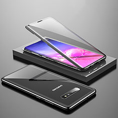 Handyhülle Hülle Luxus Aluminium Metall Rahmen Spiegel 360 Grad Ganzkörper Tasche T04 für Samsung Galaxy S10 5G Schwarz