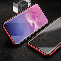 Handyhülle Hülle Luxus Aluminium Metall Rahmen Spiegel 360 Grad Ganzkörper Tasche T04 für Samsung Galaxy S10e Rot