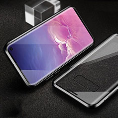 Handyhülle Hülle Luxus Aluminium Metall Rahmen Spiegel 360 Grad Ganzkörper Tasche T04 für Samsung Galaxy S10e Schwarz