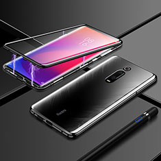 Handyhülle Hülle Luxus Aluminium Metall Rahmen Spiegel 360 Grad Ganzkörper Tasche T04 für Xiaomi Mi 9T Schwarz