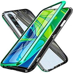 Handyhülle Hülle Luxus Aluminium Metall Rahmen Spiegel 360 Grad Ganzkörper Tasche T04 für Xiaomi Mi Note 10 Grün