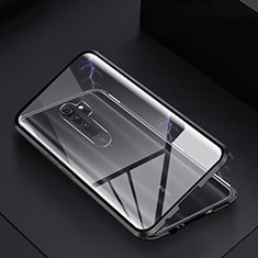 Handyhülle Hülle Luxus Aluminium Metall Rahmen Spiegel 360 Grad Ganzkörper Tasche T04 für Xiaomi Redmi Note 8 Pro Schwarz