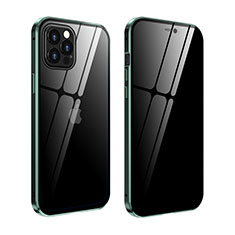 Handyhülle Hülle Luxus Aluminium Metall Rahmen Spiegel 360 Grad Ganzkörper Tasche T05 für Apple iPhone 12 Pro Max Nachtgrün
