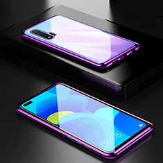 Handyhülle Hülle Luxus Aluminium Metall Rahmen Spiegel 360 Grad Ganzkörper Tasche T05 für Huawei Nova 6 5G Violett