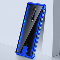 Handyhülle Hülle Luxus Aluminium Metall Rahmen Spiegel 360 Grad Ganzkörper Tasche T05 für Xiaomi Mi 9T Blau