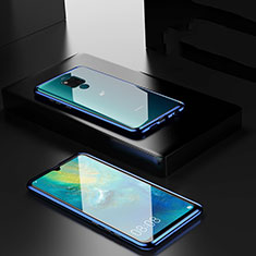 Handyhülle Hülle Luxus Aluminium Metall Rahmen Spiegel 360 Grad Ganzkörper Tasche T06 für Huawei Mate 20 X 5G Blau