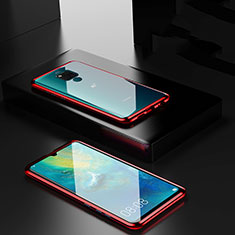 Handyhülle Hülle Luxus Aluminium Metall Rahmen Spiegel 360 Grad Ganzkörper Tasche T06 für Huawei Mate 20 X 5G Rot