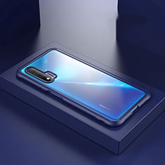 Handyhülle Hülle Luxus Aluminium Metall Rahmen Spiegel 360 Grad Ganzkörper Tasche T07 für Huawei Nova 6 5G Blau