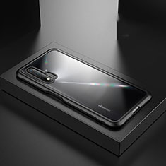 Handyhülle Hülle Luxus Aluminium Metall Rahmen Spiegel 360 Grad Ganzkörper Tasche T07 für Huawei Nova 6 5G Schwarz