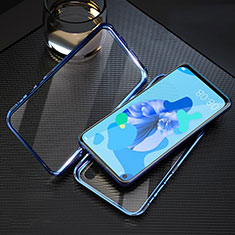 Handyhülle Hülle Luxus Aluminium Metall Rahmen Spiegel 360 Grad Ganzkörper Tasche T08 für Huawei Nova 5i Blau