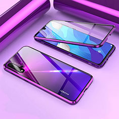 Handyhülle Hülle Luxus Aluminium Metall Rahmen Spiegel 360 Grad Ganzkörper Tasche T09 für Huawei Nova 5 Pro Violett