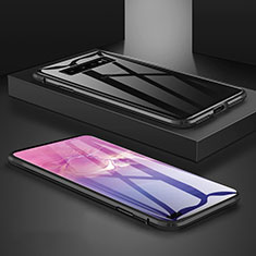 Handyhülle Hülle Luxus Aluminium Metall Rahmen Spiegel 360 Grad Ganzkörper Tasche T09 für Samsung Galaxy S10 Plus Schwarz