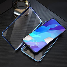 Handyhülle Hülle Luxus Aluminium Metall Rahmen Spiegel 360 Grad Ganzkörper Tasche T11 für Huawei Nova 5 Blau