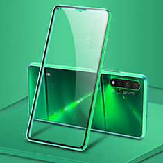 Handyhülle Hülle Luxus Aluminium Metall Rahmen Spiegel 360 Grad Ganzkörper Tasche T15 für Huawei Nova 5 Pro Grün