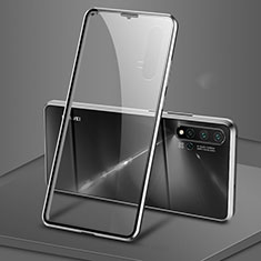 Handyhülle Hülle Luxus Aluminium Metall Rahmen Spiegel 360 Grad Ganzkörper Tasche T15 für Huawei Nova 5 Pro Schwarz