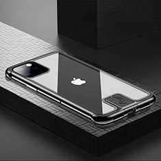Handyhülle Hülle Luxus Aluminium Metall Rahmen Spiegel 360 Grad Tasche für Apple iPhone 11 Pro Max Schwarz
