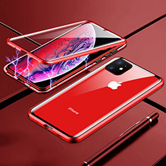 Handyhülle Hülle Luxus Aluminium Metall Rahmen Spiegel 360 Grad Tasche für Apple iPhone 11 Rot