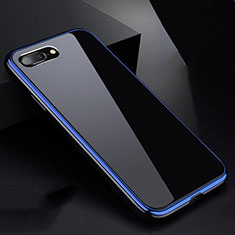 Handyhülle Hülle Luxus Aluminium Metall Rahmen Spiegel 360 Grad Tasche für Apple iPhone 7 Plus Blau
