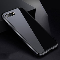 Handyhülle Hülle Luxus Aluminium Metall Rahmen Spiegel 360 Grad Tasche für Apple iPhone 7 Plus Schwarz
