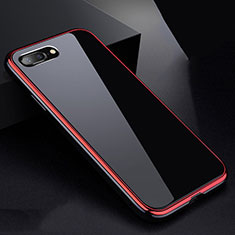 Handyhülle Hülle Luxus Aluminium Metall Rahmen Spiegel 360 Grad Tasche für Apple iPhone 8 Plus Rot