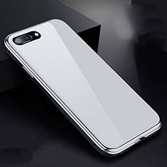 Handyhülle Hülle Luxus Aluminium Metall Rahmen Spiegel 360 Grad Tasche für Apple iPhone 8 Plus Weiß