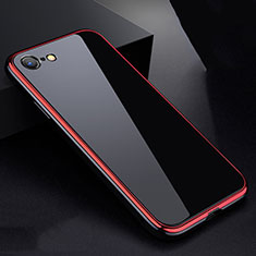 Handyhülle Hülle Luxus Aluminium Metall Rahmen Spiegel 360 Grad Tasche für Apple iPhone 8 Rot und Schwarz