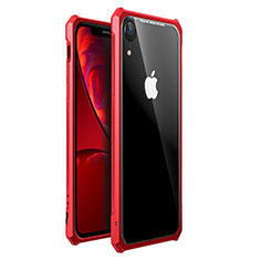 Handyhülle Hülle Luxus Aluminium Metall Rahmen Spiegel 360 Grad Tasche für Apple iPhone XR Rot