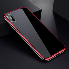 Handyhülle Hülle Luxus Aluminium Metall Rahmen Spiegel 360 Grad Tasche für Apple iPhone Xs Max Rot und Schwarz