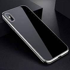 Handyhülle Hülle Luxus Aluminium Metall Rahmen Spiegel 360 Grad Tasche für Apple iPhone Xs Max Silber
