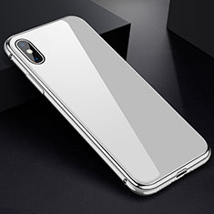 Handyhülle Hülle Luxus Aluminium Metall Rahmen Spiegel 360 Grad Tasche für Apple iPhone Xs Max Weiß