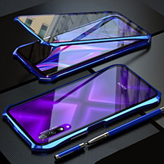 Handyhülle Hülle Luxus Aluminium Metall Rahmen Spiegel 360 Grad Tasche für Huawei Honor 9X Pro Blau