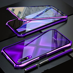 Handyhülle Hülle Luxus Aluminium Metall Rahmen Spiegel 360 Grad Tasche für Huawei Honor 9X Pro Violett