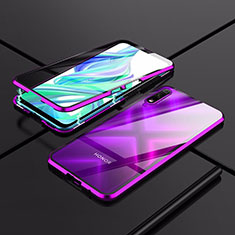 Handyhülle Hülle Luxus Aluminium Metall Rahmen Spiegel 360 Grad Tasche für Huawei Honor 9X Violett