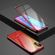Handyhülle Hülle Luxus Aluminium Metall Rahmen Spiegel 360 Grad Tasche für Huawei Honor V30 5G Rot