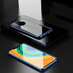 Handyhülle Hülle Luxus Aluminium Metall Rahmen Spiegel 360 Grad Tasche für Huawei Mate 30 5G Blau