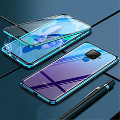 Handyhülle Hülle Luxus Aluminium Metall Rahmen Spiegel 360 Grad Tasche für Huawei Nova 5i Pro Blau