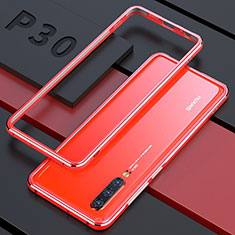 Handyhülle Hülle Luxus Aluminium Metall Rahmen Spiegel 360 Grad Tasche für Huawei P30 Rot