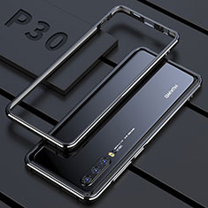 Handyhülle Hülle Luxus Aluminium Metall Rahmen Spiegel 360 Grad Tasche für Huawei P30 Schwarz